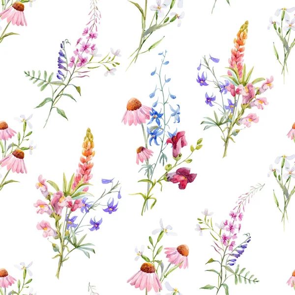 Watercolor floral summer vector pattern — Stock Vector