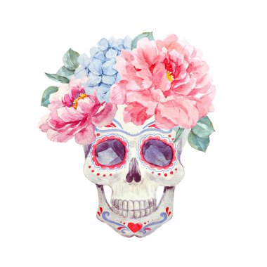 Güzel suluboya kafatası