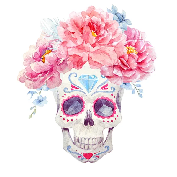 Nice watercolor skull — Stock Photo, Image