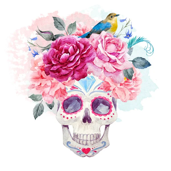 Nice watercolor skull — Stock Photo, Image