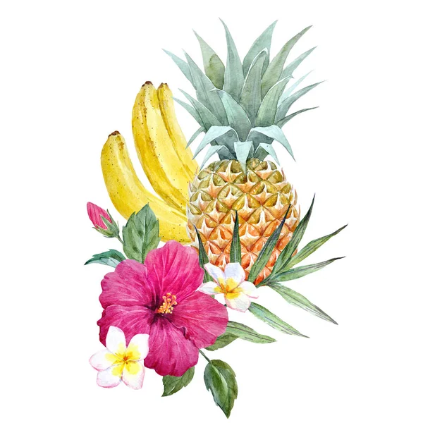 Akwarela ananas owoce — Zdjęcie stockowe