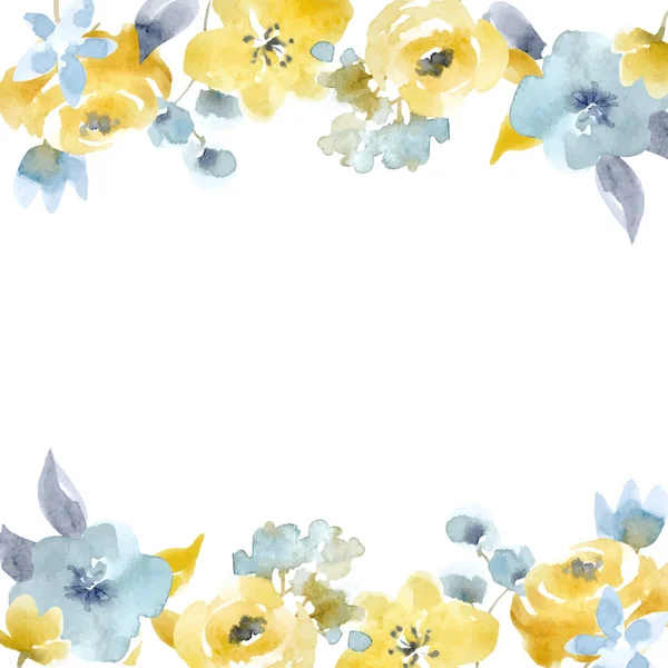 Watercolor floral vector frame — Stock Vector