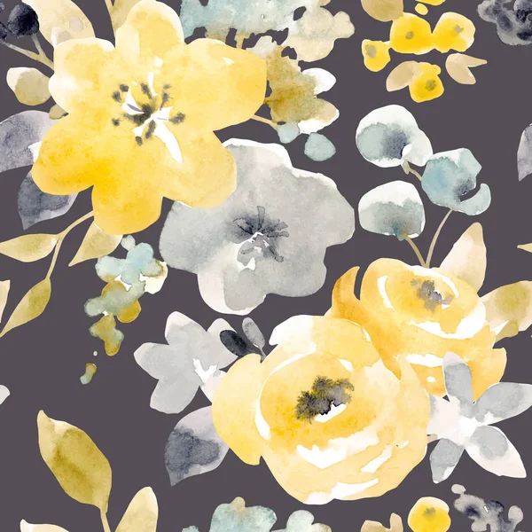 Suluboya çiçek vektör seamless modeli