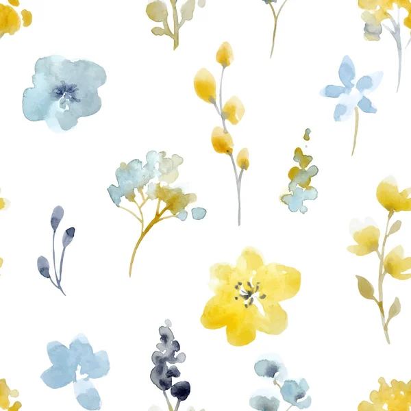 Watercolor floral vector seamless pattern — Stock Vector