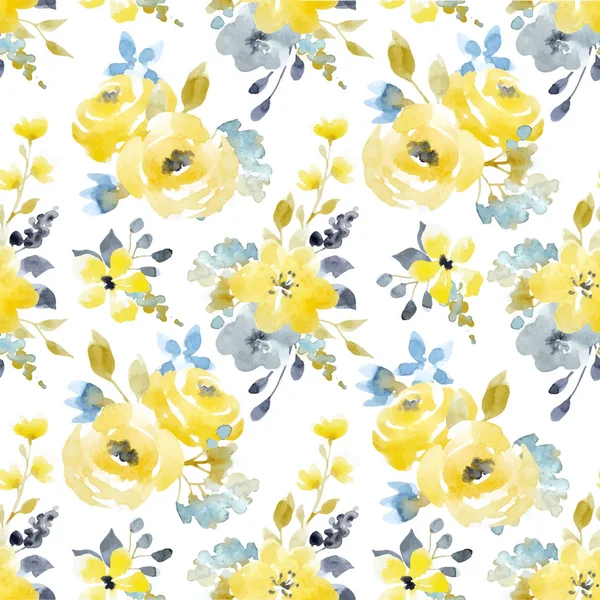 Watercolor floral vector seamless pattern — Stock Vector