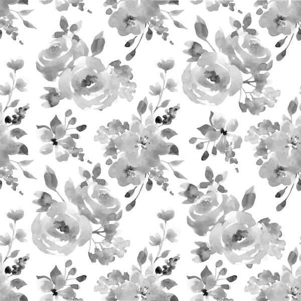 水彩花卉矢量无缝模式 — 图库矢量图片