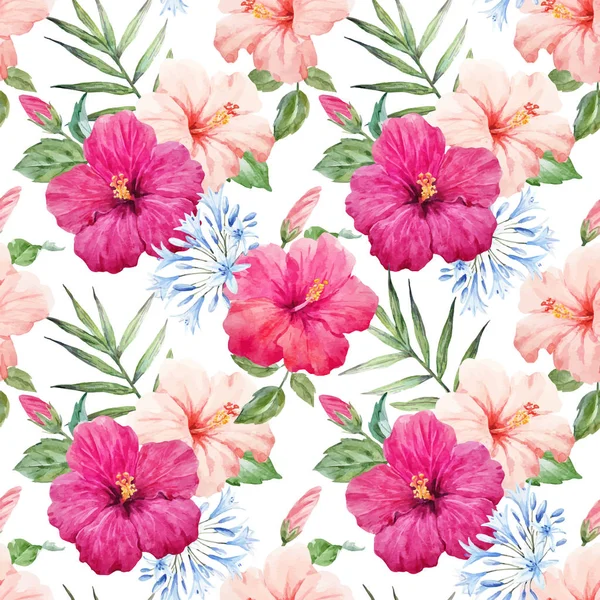 Aquarelle motif vectoriel hibiscus tropical — Image vectorielle