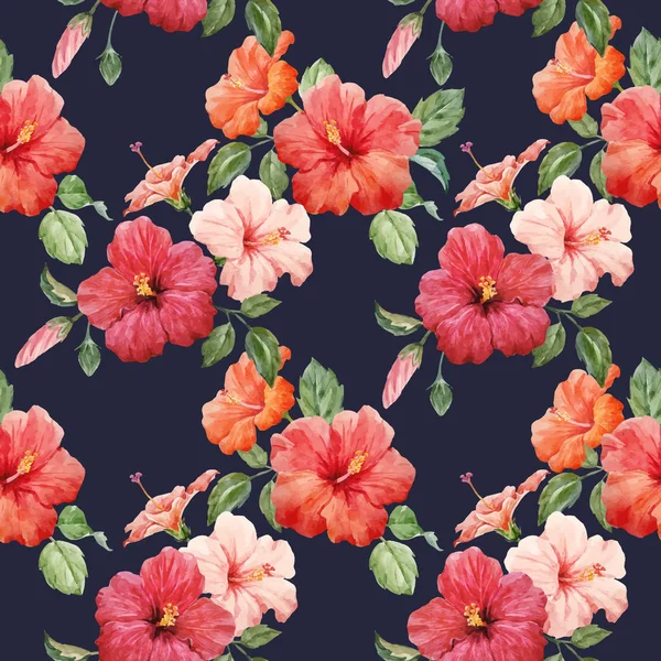 Aquarelle motif vectoriel hibiscus tropical — Image vectorielle