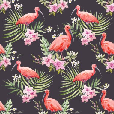 Suluboya tropikal vektör desen