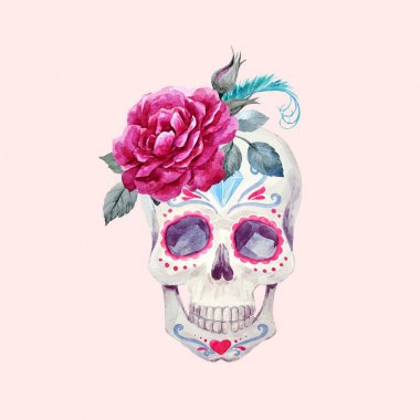 Güzel suluboya vektör kafatası