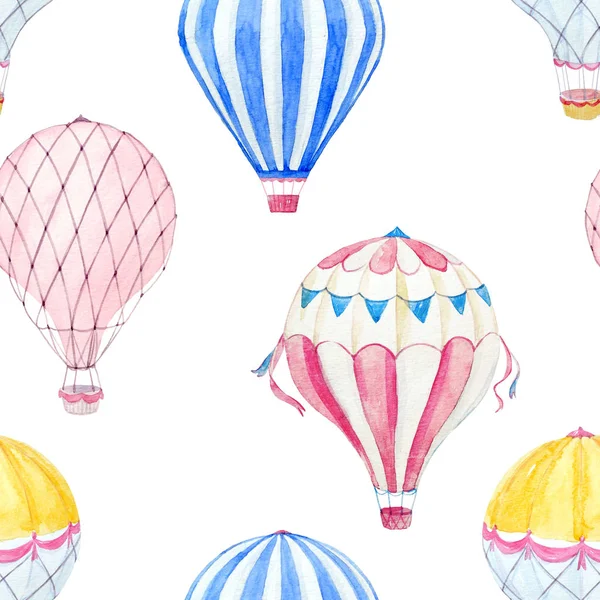 Watercolor air baloon pattern — Stock Photo, Image