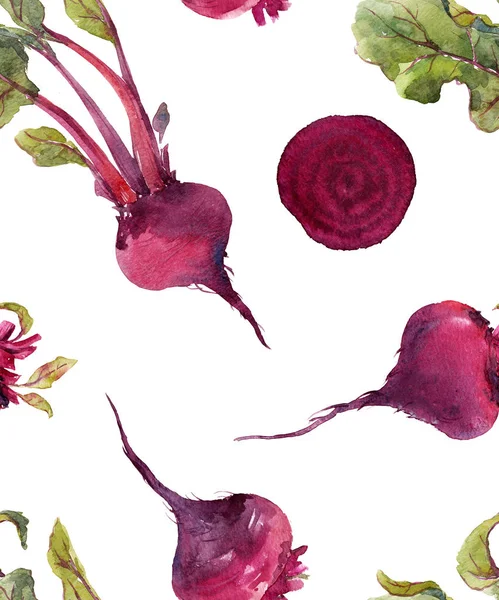 Watercolor beet pattern — Stock Photo, Image