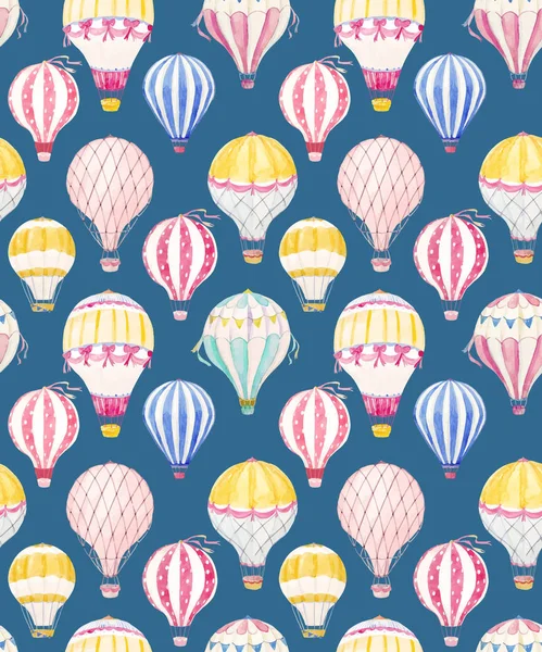 Watercolor air baloon vector pattern — Stock Vector