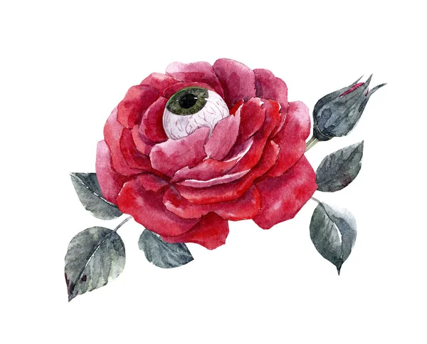 Watercolor halloween rose — Stock Photo, Image