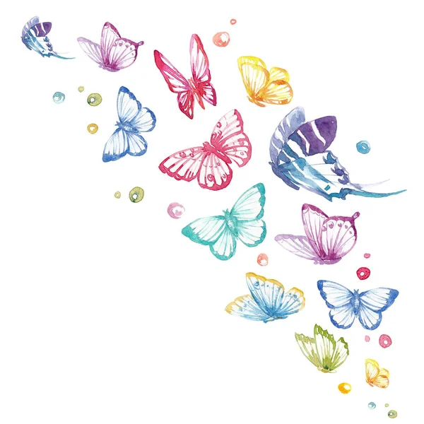 Watercolor butterflies set — Stock Photo, Image