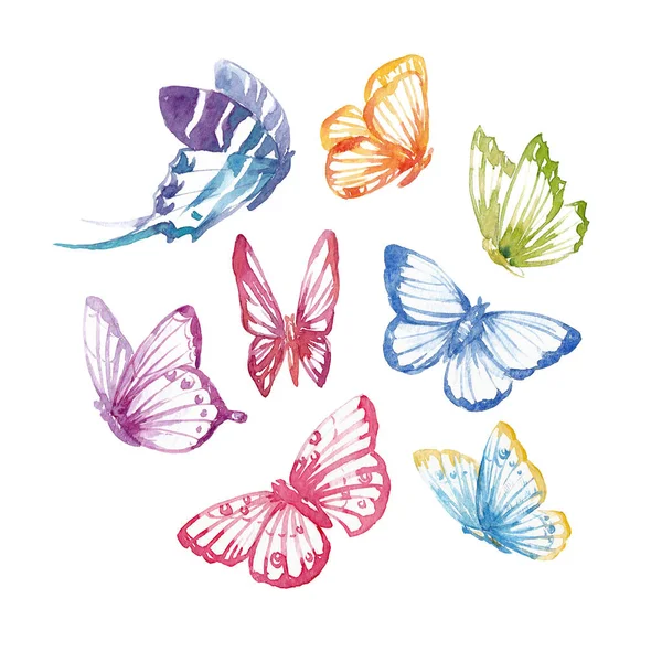 Watercolor butterflies set — Stock Photo, Image