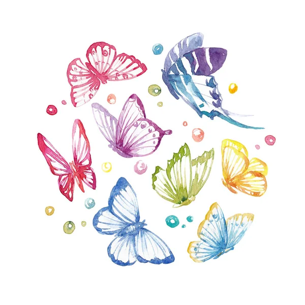 Watercolor butterflies set — Stock Photo, Image