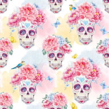 Suluboya kafatası seamless modeli