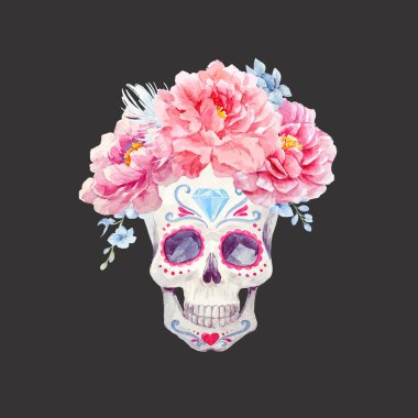 Güzel suluboya vektör kafatası