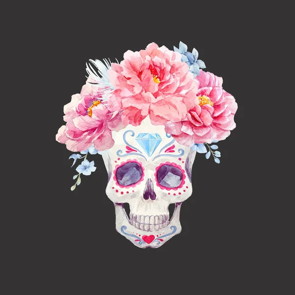 Güzel suluboya vektör kafatası