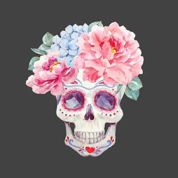 Nice watercolor vector skull — Stock Vector