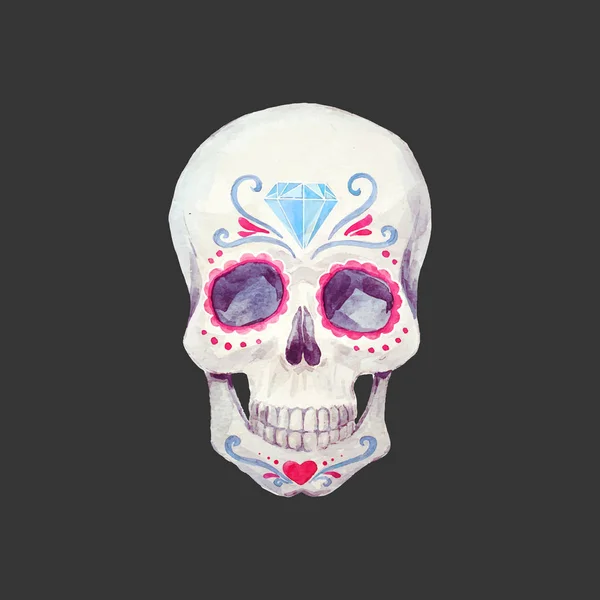 Joli crâne vecteur aquarelle — Image vectorielle