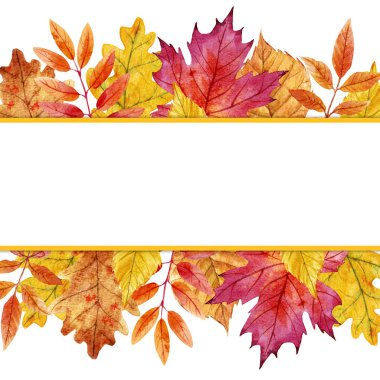 Çerçeve suluboya sonbahar yaprakları