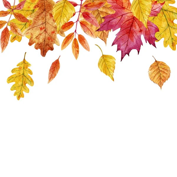 Watercolor autumn leaves frame — Stock Photo, Image