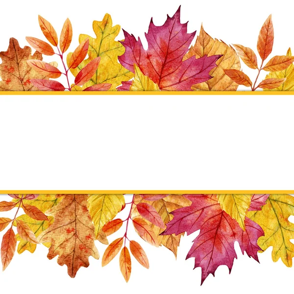 Çerçeve suluboya sonbahar yaprakları