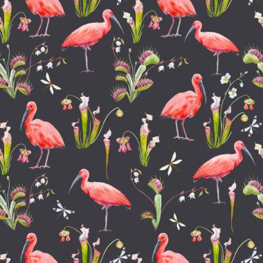 Suluboya tropikal vektör desen