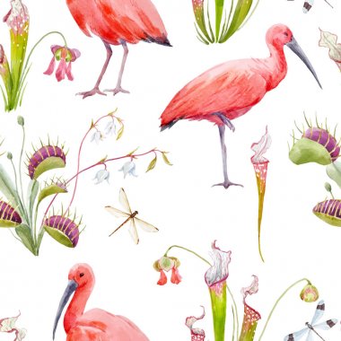 Suluboya tropikal vektör desen