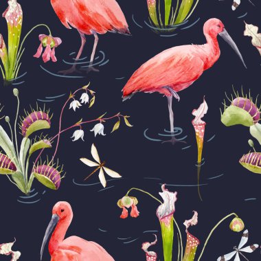 Suluboya tropikal vektör desen