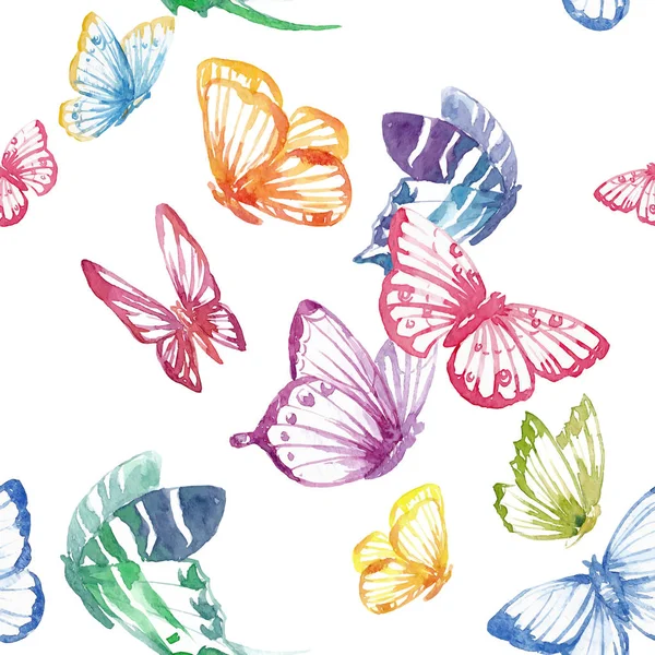 Watercolor butterfly vector pattern — Stock Vector