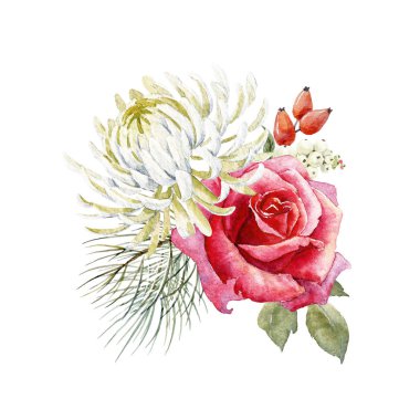 Suluboya gül kompozisyon