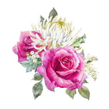 Suluboya gül kompozisyon