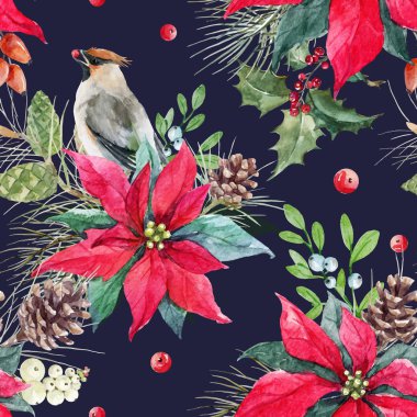 Sulu Boya Noel vektör desen