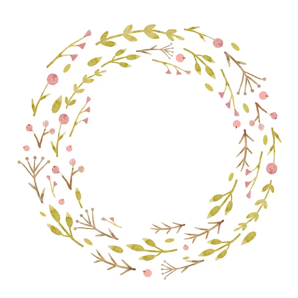 Watercolor abstract floral wreath — Stock Photo, Image