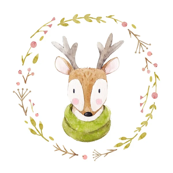 Watercolor deer portrait — Stock Photo, Image