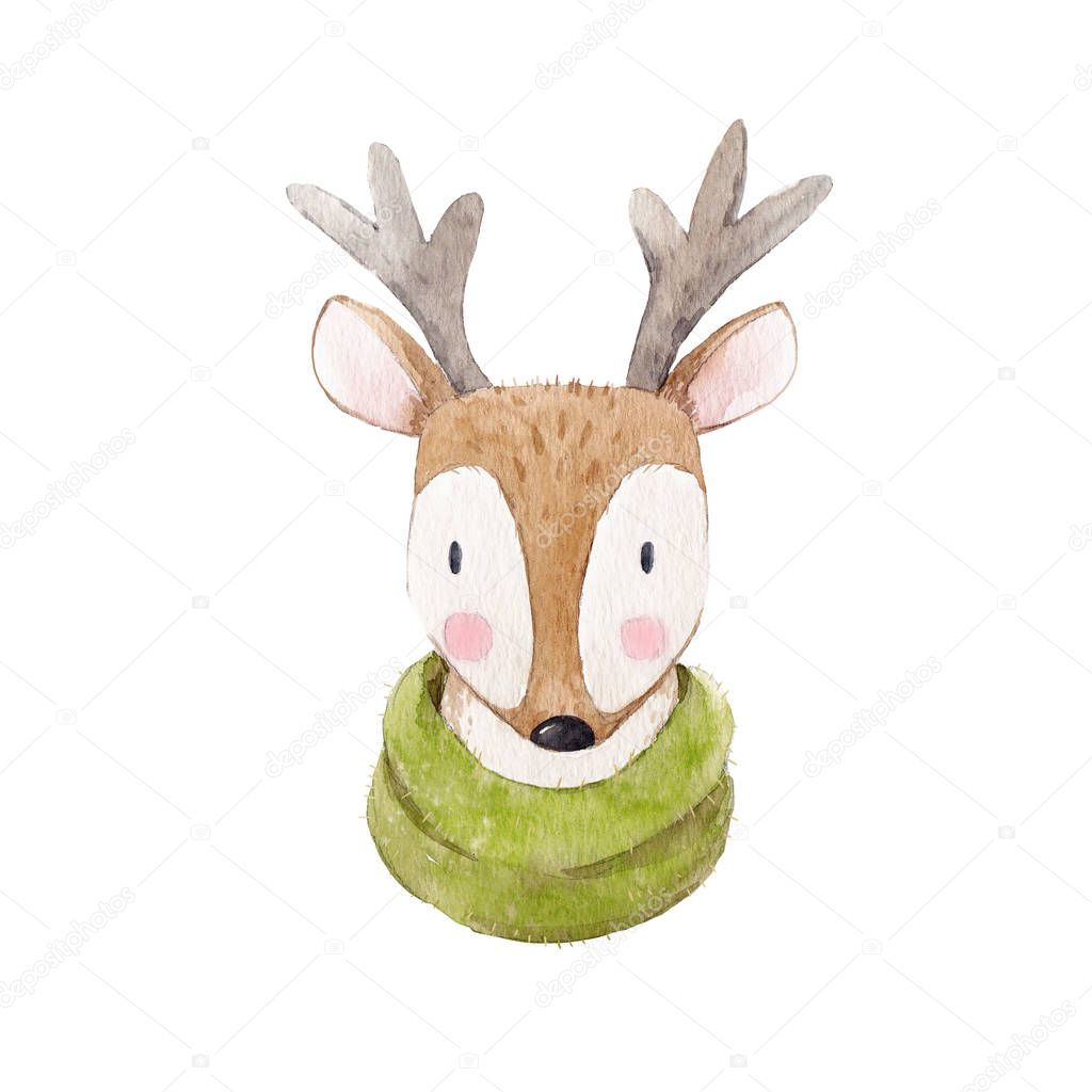 Watercolor deer portrait