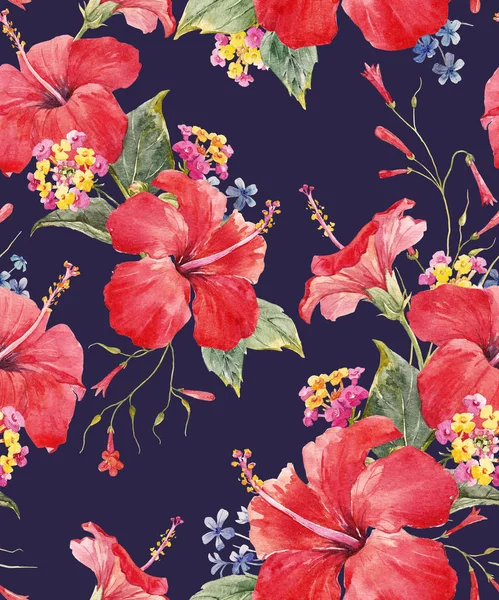 Watercolor tropical floral pattern — Stock Photo, Image