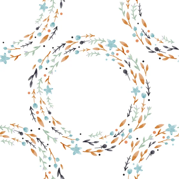 Watercolor floral wreath vector pattern — Stock Vector