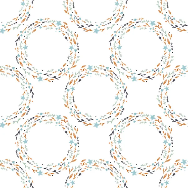 Aquarelle motif vectoriel couronne florale — Image vectorielle