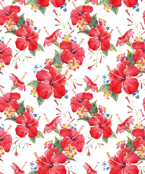 Padrão floral tropical aquarela vetor —  Vetores de Stock