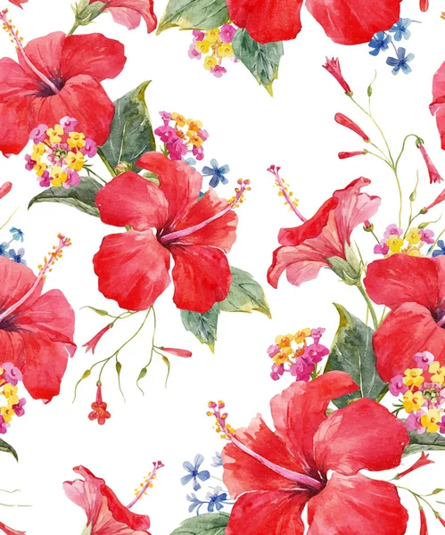 Patrón vectorial floral tropical acuarela — Archivo Imágenes Vectoriales