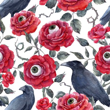 Suluboya çiçek Cadılar Bayramı desenli