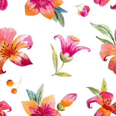 Suluboya çiçek vektör desen