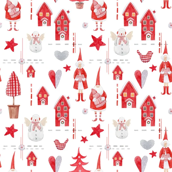 Bonito patrón de vector de Navidad acuarela — Archivo Imágenes Vectoriales