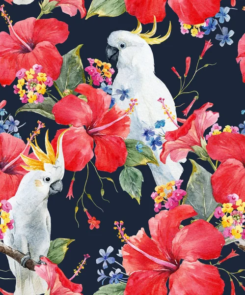 Akvarell trópusi virág mintával — Stock Fotó