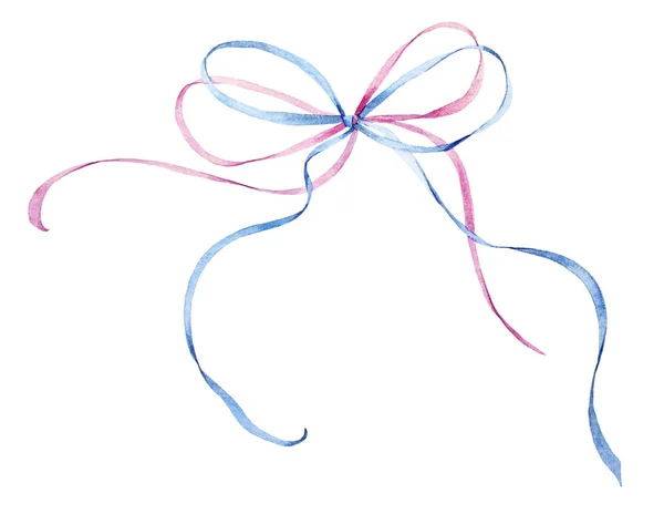 Watercolor ribbon bow — Stock Photo, Image