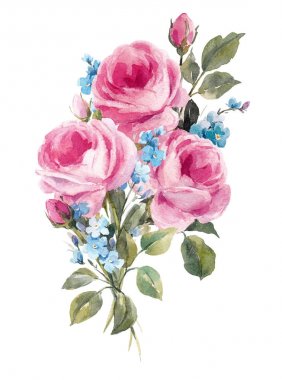 Suluboya çiçek kompozisyon